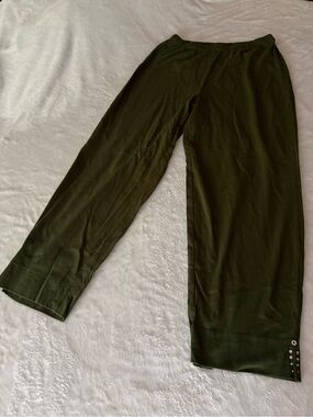 Quacker Factory Olive Green Gems Casual Pants M Grandmacore